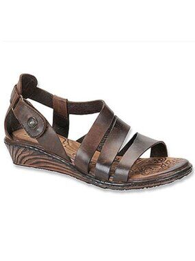 Born Sandals Brown Leather Flats Open Toe Straps Hook Loop Close Size 10M